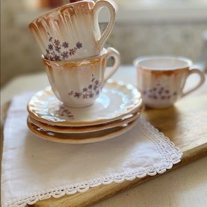 Vintage violet and amber tea cup set